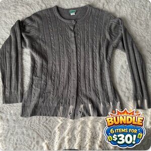 Sara Morgan Women's Sweater Cardigan Size xl GRAY Long Sleeve 100% acrylic